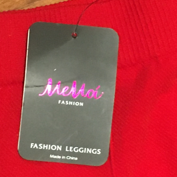 NWT MeMoi Fashion Leggings Pleated Front Red Size S/M - Picture 13 of 13